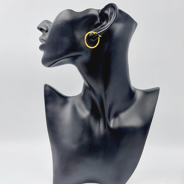 21K Rounded Earrings Made of 21K Yellow Gold by Saeed Jewelry-25318