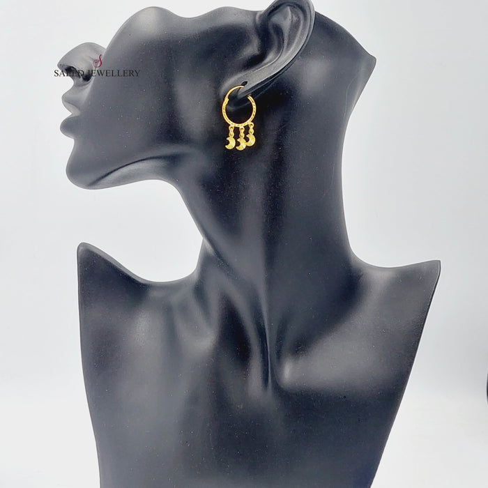 Rounded Earrings Made Of 21K Yellow Gold by Saeed Jewelry-27417
