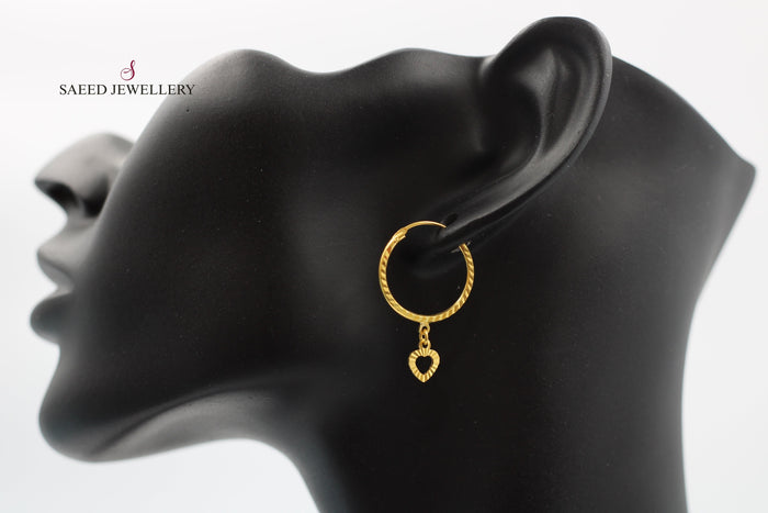 21K Rounded Earrings Made of 21K Yellow Gold by Saeed Jewelry-حلق-ذبلة-4