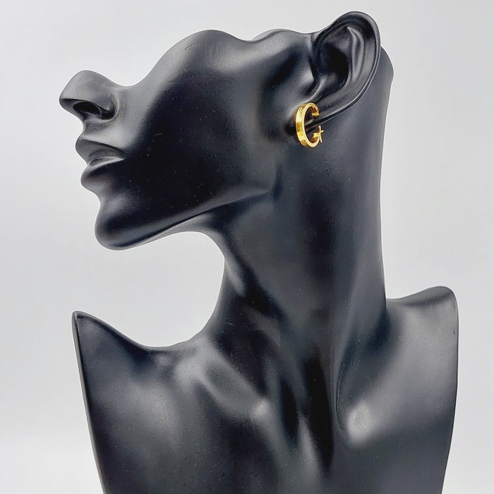 21K Rounded Earrings Made of 21K Yellow Gold by Saeed Jewelry-25313