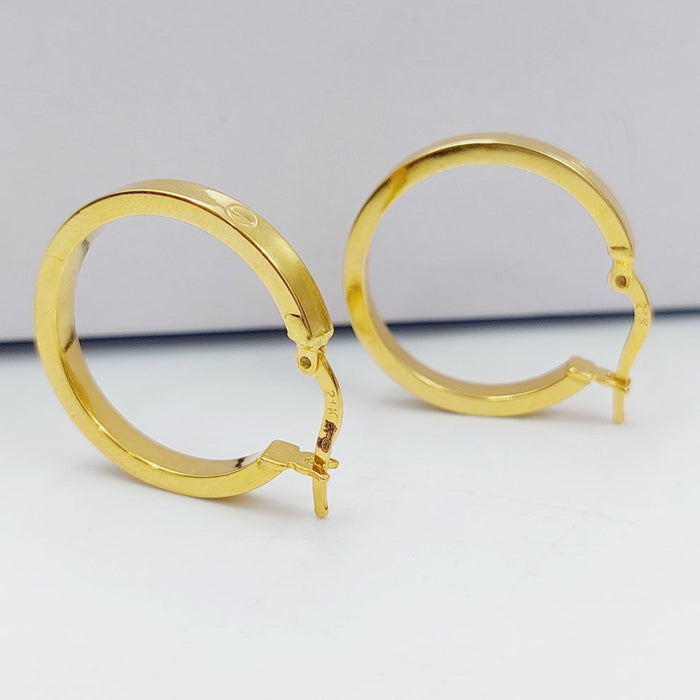 21K Rounded Earrings Made of 21K Yellow Gold by Saeed Jewelry-25313