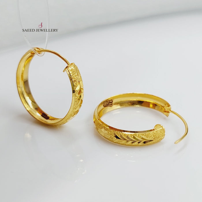 Rounded Earrings Made Of 21K Yellow Gold by Saeed Jewelry-27416