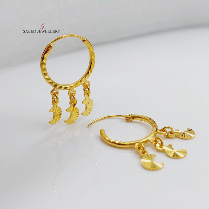 Rounded Earrings Made Of 21K Yellow Gold by Saeed Jewelry-27417