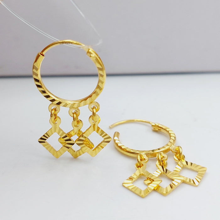 21K Rounded Earrings Made of 21K Yellow Gold by Saeed Jewelry-25576
