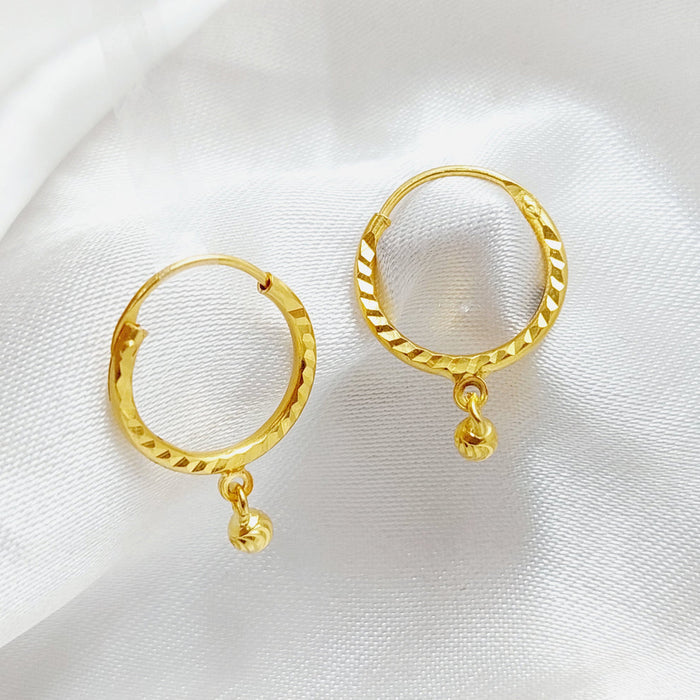 21K Rounded Earrings Made of 21K Yellow Gold by Saeed Jewelry-25697