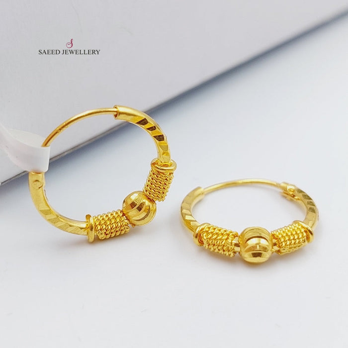 21K Rounded Earrings Made of 21K Yellow Gold by Saeed Jewelry-26906