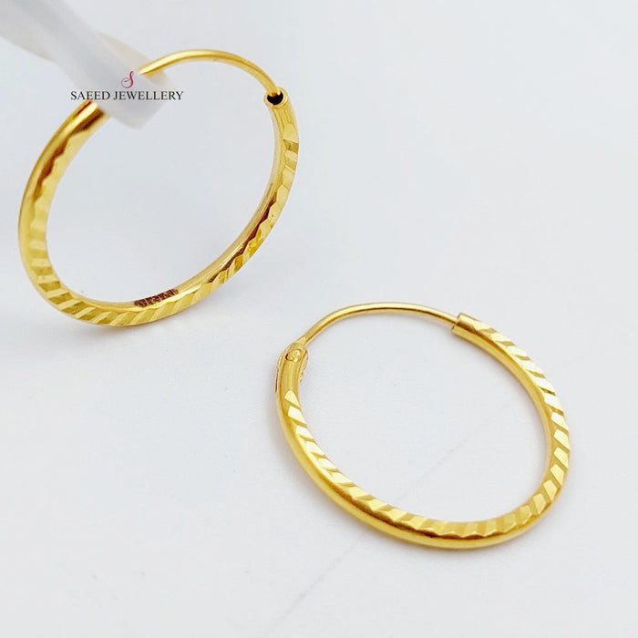 21K Rounded Earrings Made of 21K Yellow Gold by Saeed Jewelry-25569