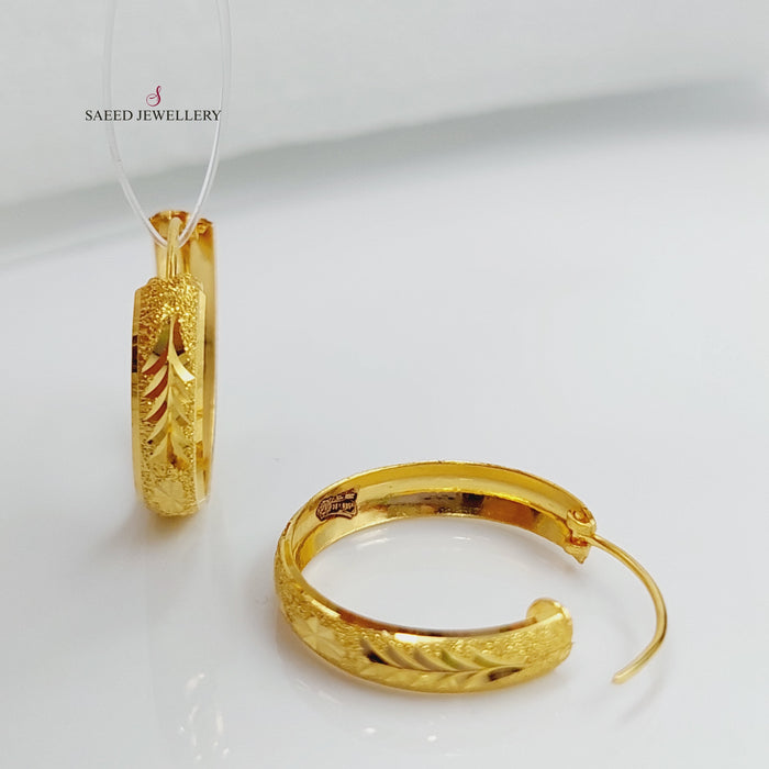 Rounded Earrings Made Of 21K Yellow Gold by Saeed Jewelry-27416