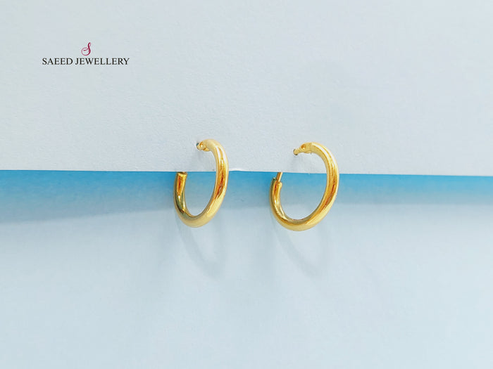 21K Rounded Earrings Made of 21K Yellow Gold by Saeed Jewelry-حلق-ذبلة-1