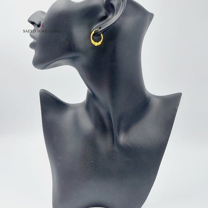 21K Rounded Earrings Made of 21K Yellow Gold by Saeed Jewelry-26906