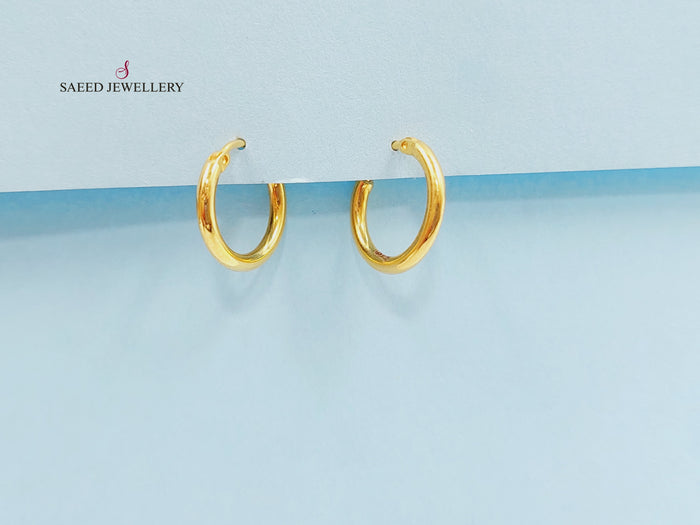 21K Rounded Earrings Made of 21K Yellow Gold by Saeed Jewelry-حلق-ذبلة-1