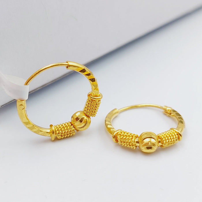 21K Rounded Earrings Made of 21K Yellow Gold by Saeed Jewelry-26490