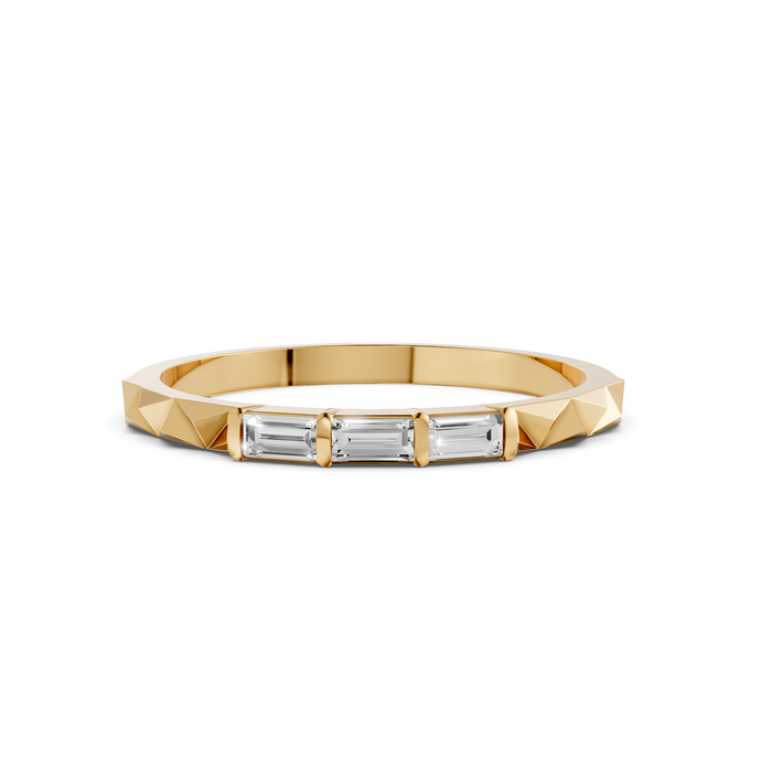 Horizontal Three Stone Baguette Lab Diamond Stacking Band