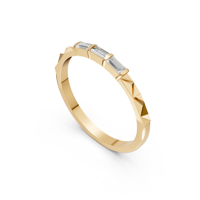 Horizontal Three Stone Baguette Lab Diamond Stacking Band
