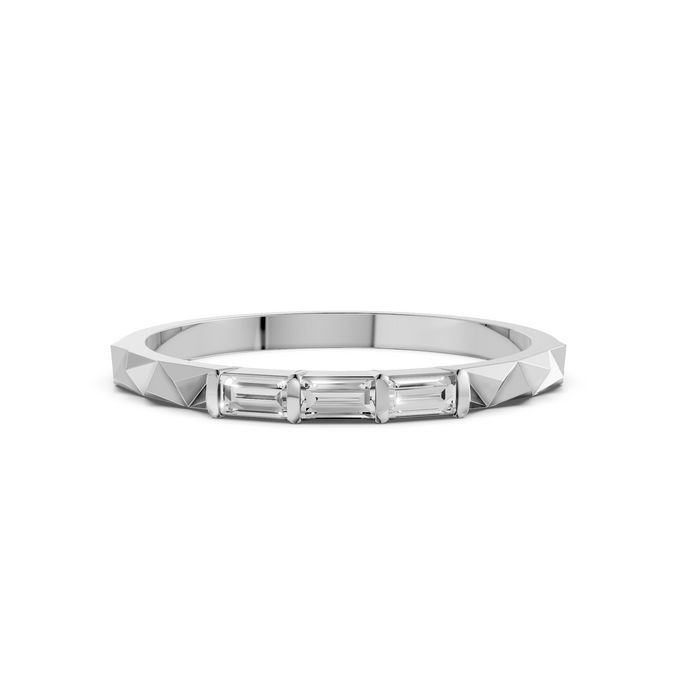 Horizontal Three Stone Baguette Lab Diamond Stacking Band