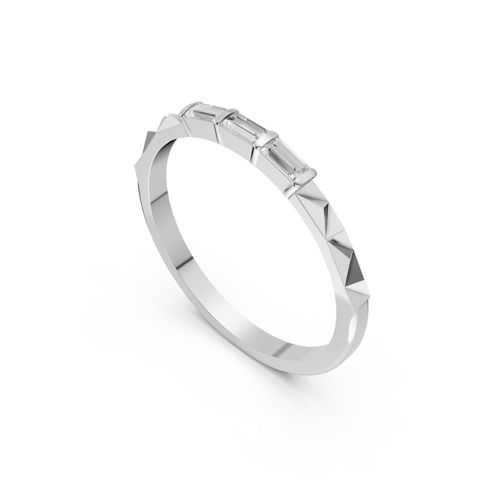 Horizontal Three Stone Baguette Lab Diamond Stacking Band