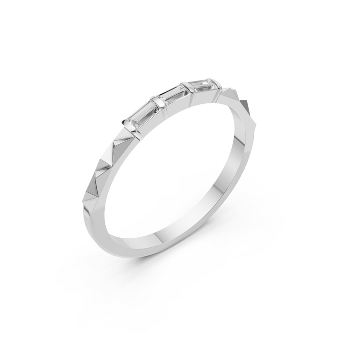 Horizontal Three Stone Baguette Lab Diamond Stacking Band