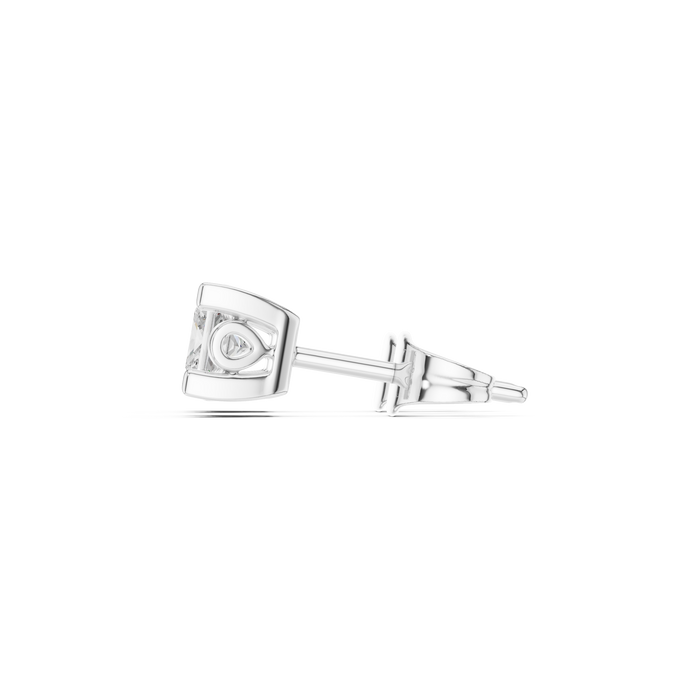 Princess Cut Lab Grown Diamond Stud Earrings in Silver