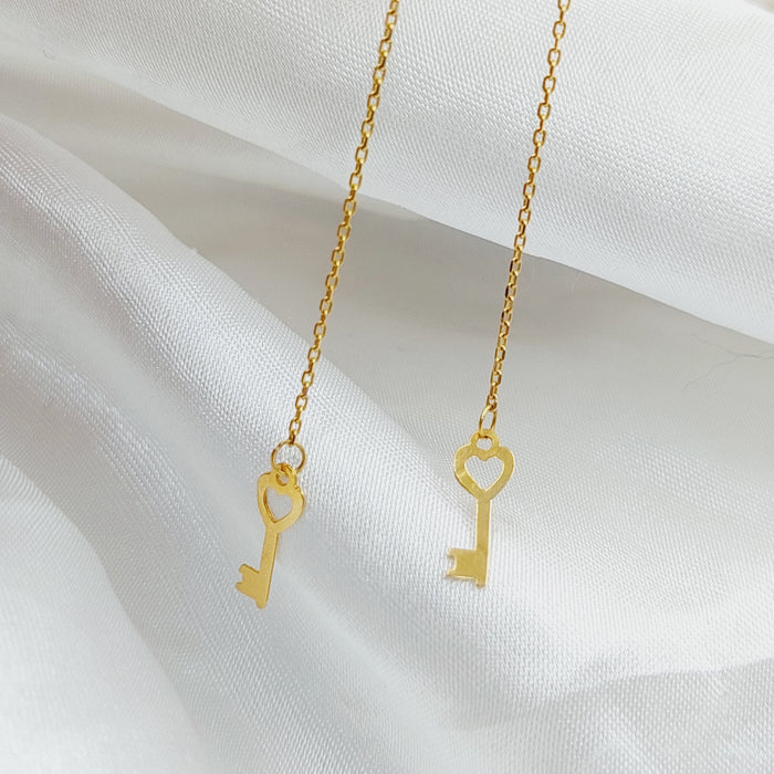 21K Key Earrings Made of 21K Yellow Gold by Saeed Jewelry-25792