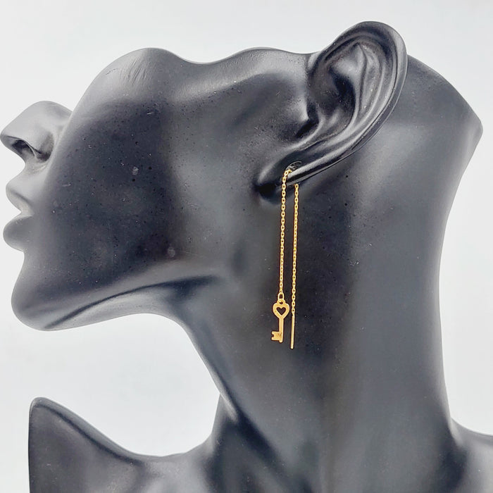 21K Key Earrings Made of 21K Yellow Gold by Saeed Jewelry-25792