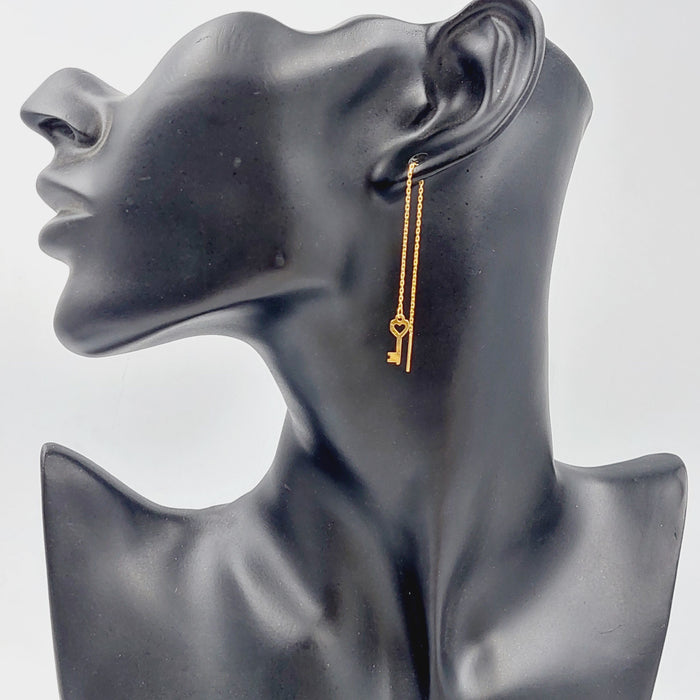 21K Key Earrings Made of 21K Yellow Gold by Saeed Jewelry-25792