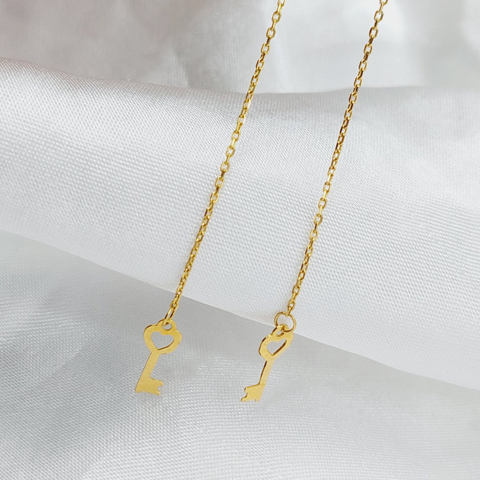 21K Key Earrings Made of 21K Yellow Gold by Saeed Jewelry-25792