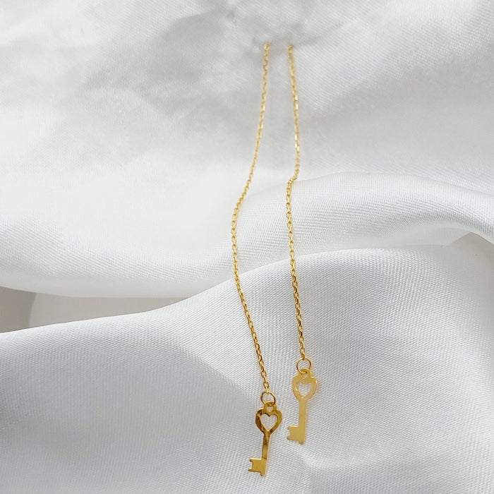 21K Key Earrings Made of 21K Yellow Gold by Saeed Jewelry-25792