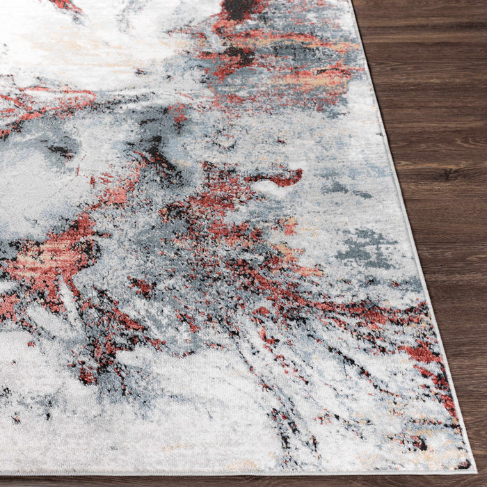Kirkland Silver-Red Marble Rug