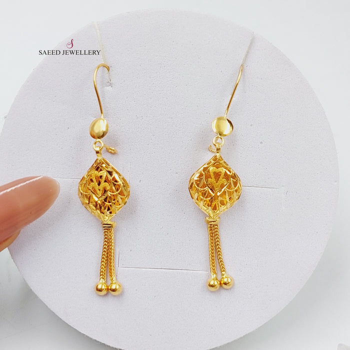 21K Kuwaiti Earrings Made of 21K Yellow Gold by Saeed Jewelry-27152