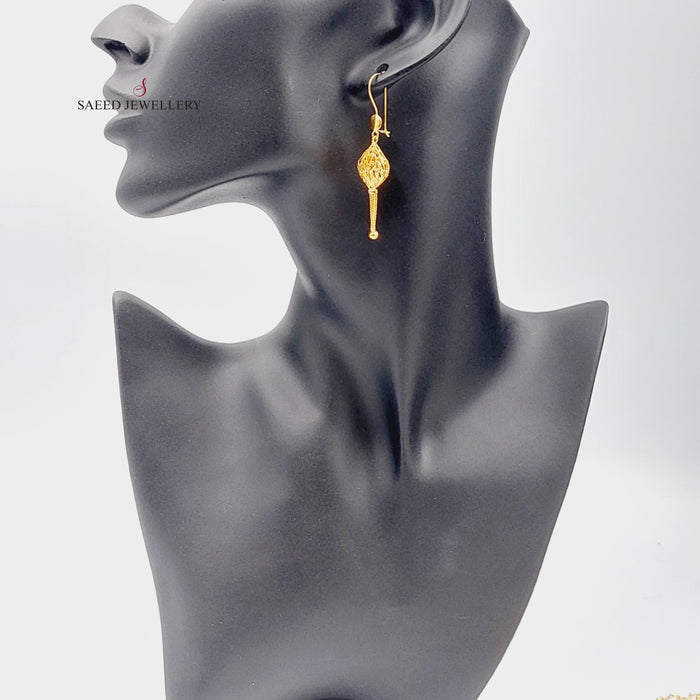 21K Kuwaiti Earrings Made of 21K Yellow Gold by Saeed Jewelry-27152