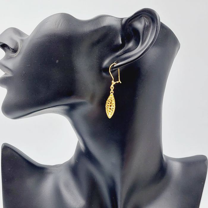 21K Kuwaiti Earrings Made of 21K Yellow Gold by Saeed Jewelry-25582
