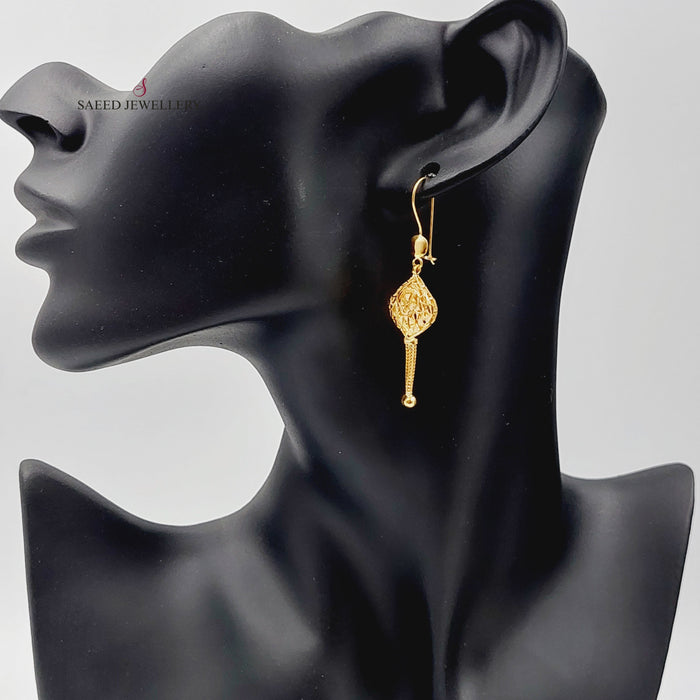 21K Kuwaiti Earrings Made of 21K Yellow Gold by Saeed Jewelry-27152