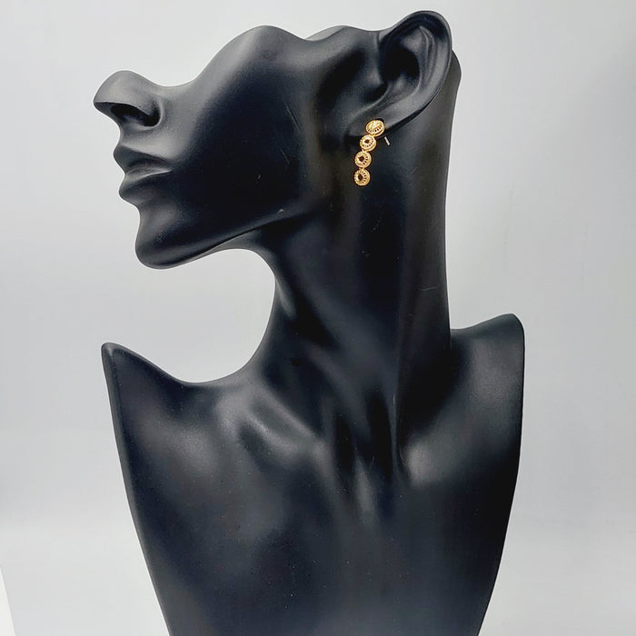 Kuwaiti Earrings Made Of 21K Yellow Gold by Saeed Jewelry-28545