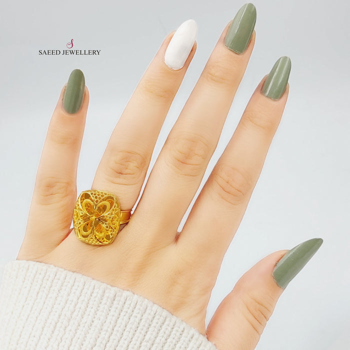 21K Kuwaiti Ring Made of 21K Yellow Gold by Saeed Jewelry-26748