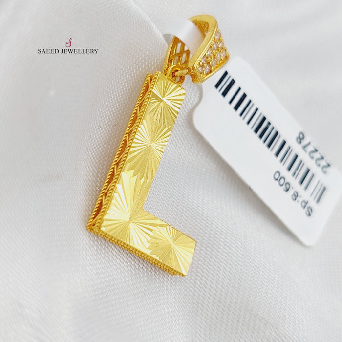 21K L Letter Pendant Made of 21K Yellow Gold by Saeed Jewelry-25770