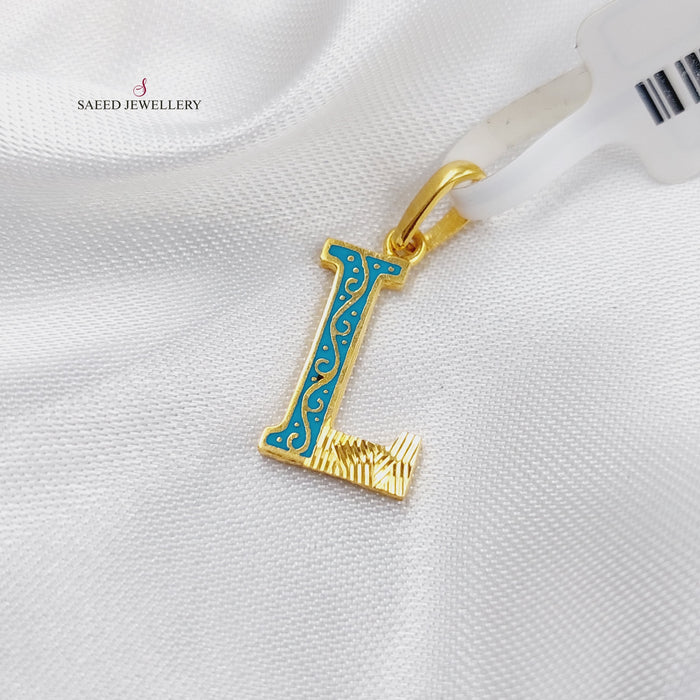 21K LLetter Pendant Made of 21K Yellow Gold by Saeed Jewelry-13393