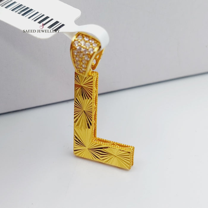 21K L Letter Pendant Made of 21K Yellow Gold by Saeed Jewelry-25770
