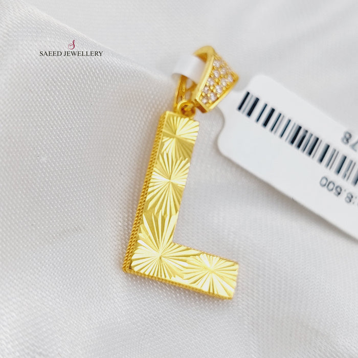 21K L Letter Pendant Made of 21K Yellow Gold by Saeed Jewelry-25770