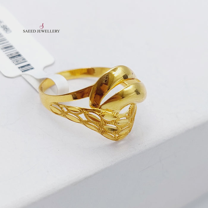 21K Laser Ring Made of 21K Yellow Gold by Saeed Jewelry-خاتم-ليزر-1