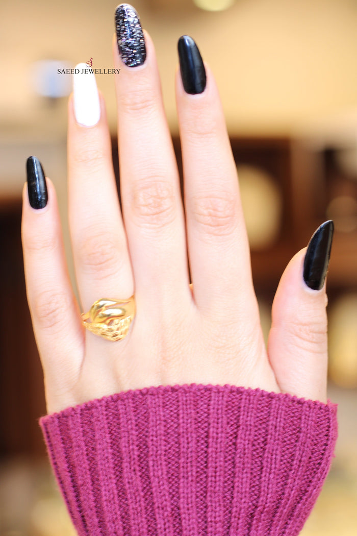 21K Laser Ring Made of 21K Yellow Gold by Saeed Jewelry-خاتم-ليزر-1