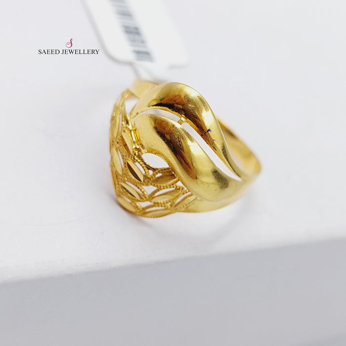 21K Laser Ring Made of 21K Yellow Gold by Saeed Jewelry-خاتم-ليزر-1