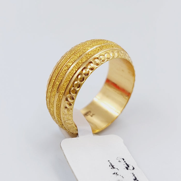 21K Laser Wedding Ring Made of 21K Yellow Gold by Saeed Jewelry-ذبلة-ليزر