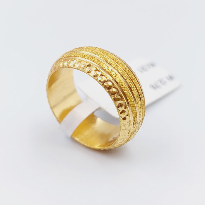21K Laser Wedding Ring Made of 21K Yellow Gold by Saeed Jewelry-ذبلة-ليزر