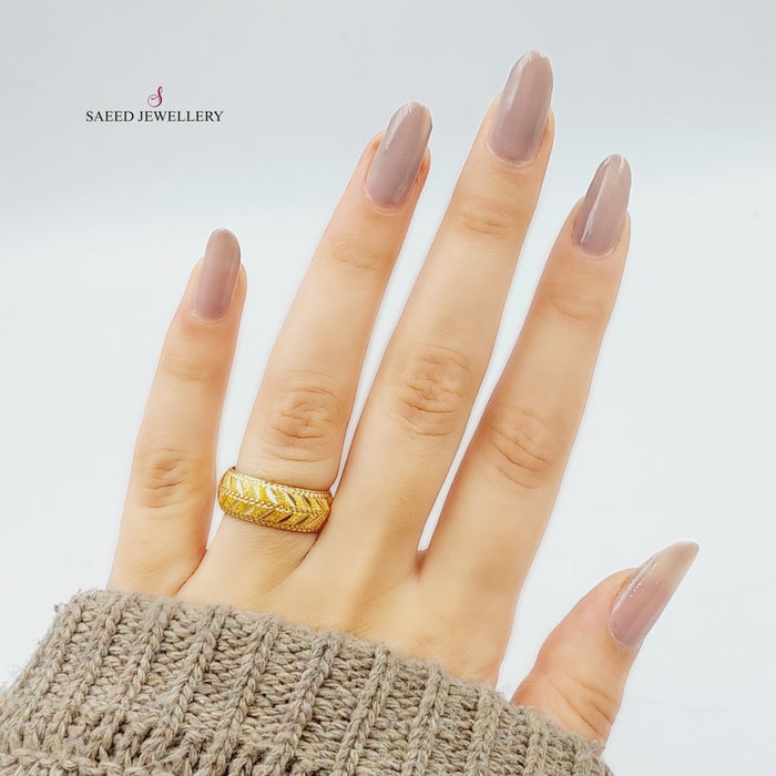 21K Laser Wedding Ring Made of 21K Yellow Gold by Saeed Jewelry-25347