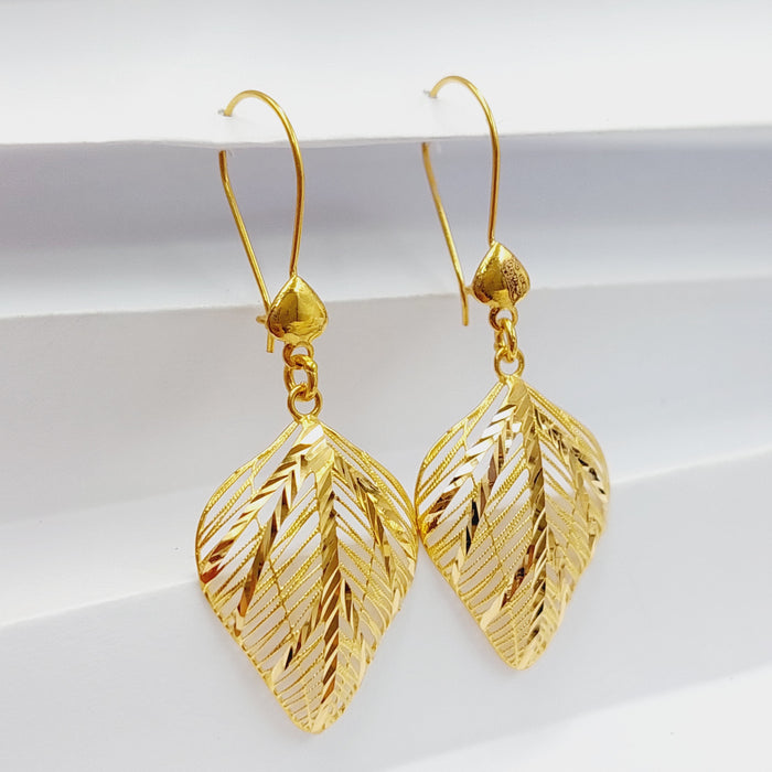 Leaf Earrings Made Of 21K Yellow Gold by Saeed Jewelry-27796