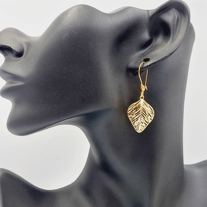 Leaf Earrings Made Of 21K Yellow Gold by Saeed Jewelry-27795
