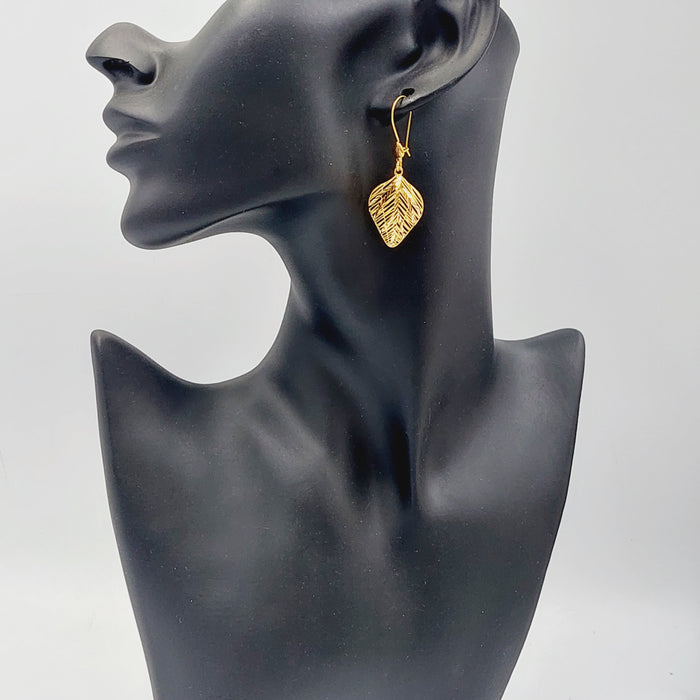 Leaf Earrings Made Of 21K Yellow Gold by Saeed Jewelry-27796