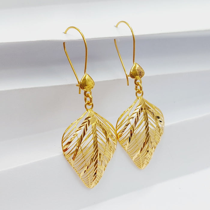 Leaf Earrings Made Of 21K Yellow Gold by Saeed Jewelry-27795