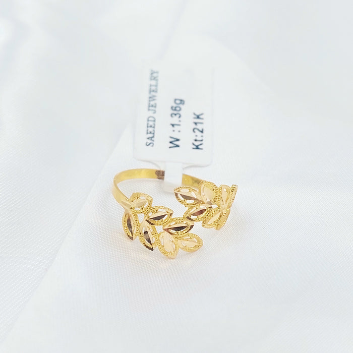 21K خاتم ورق الشجر-مجوهرات الشيخ سعيد-Saeed Jewelry
