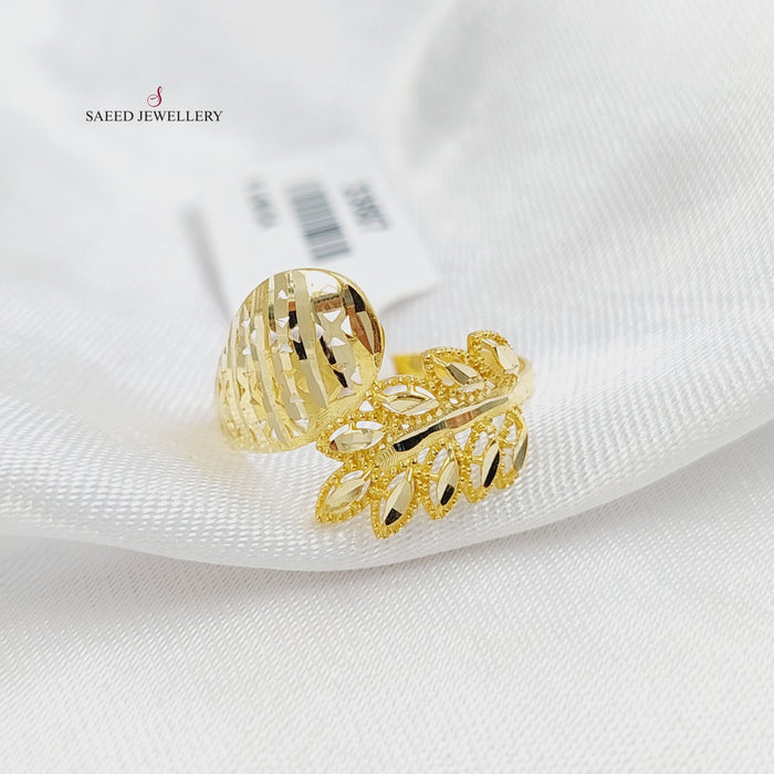 18KK خاتم ورق الشجر-مجوهرات الشيخ سعيد-Saeed Jewelry